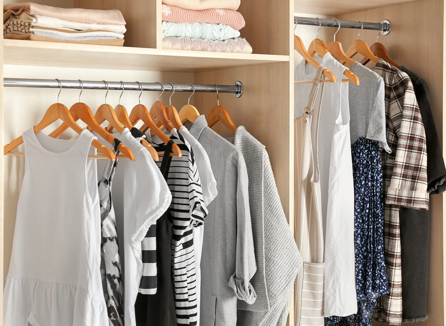 Organized Clothes in Closet
